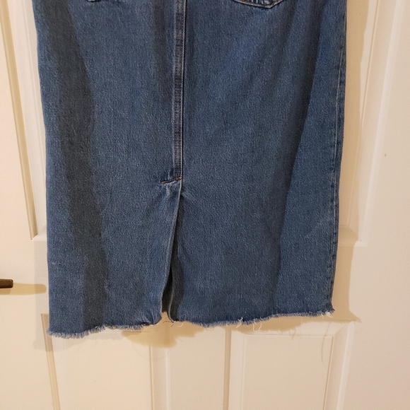 Pilcro straight denim button up skirt size 0 raw hem - Picture 5 of 12